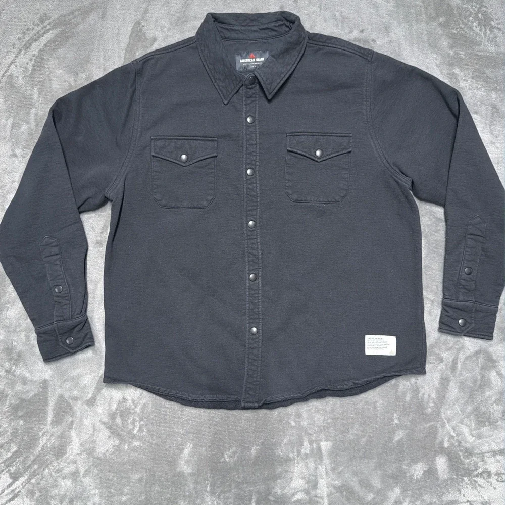 American Giant Redwood Shirt Jacket Mens XXL Black Overshirt Snap Front Workwear